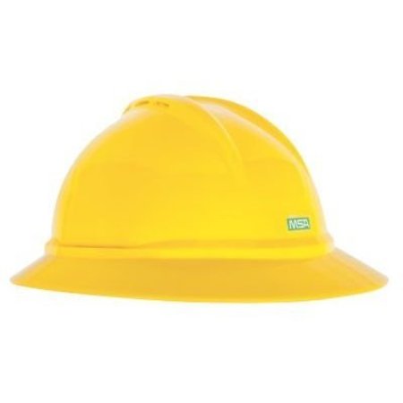 Msa Safety V-Gard 500 Hat, Yellow Vented, 4-Point Fas-Trac Iii 10167913